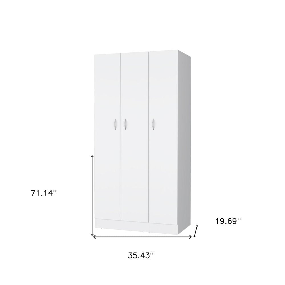71" White Wood Three Door Two Drawer Combo Dresser — view 5