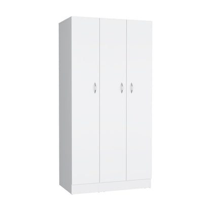 71" White Wood And Metal Three Door Two Drawer Combo Dresser
