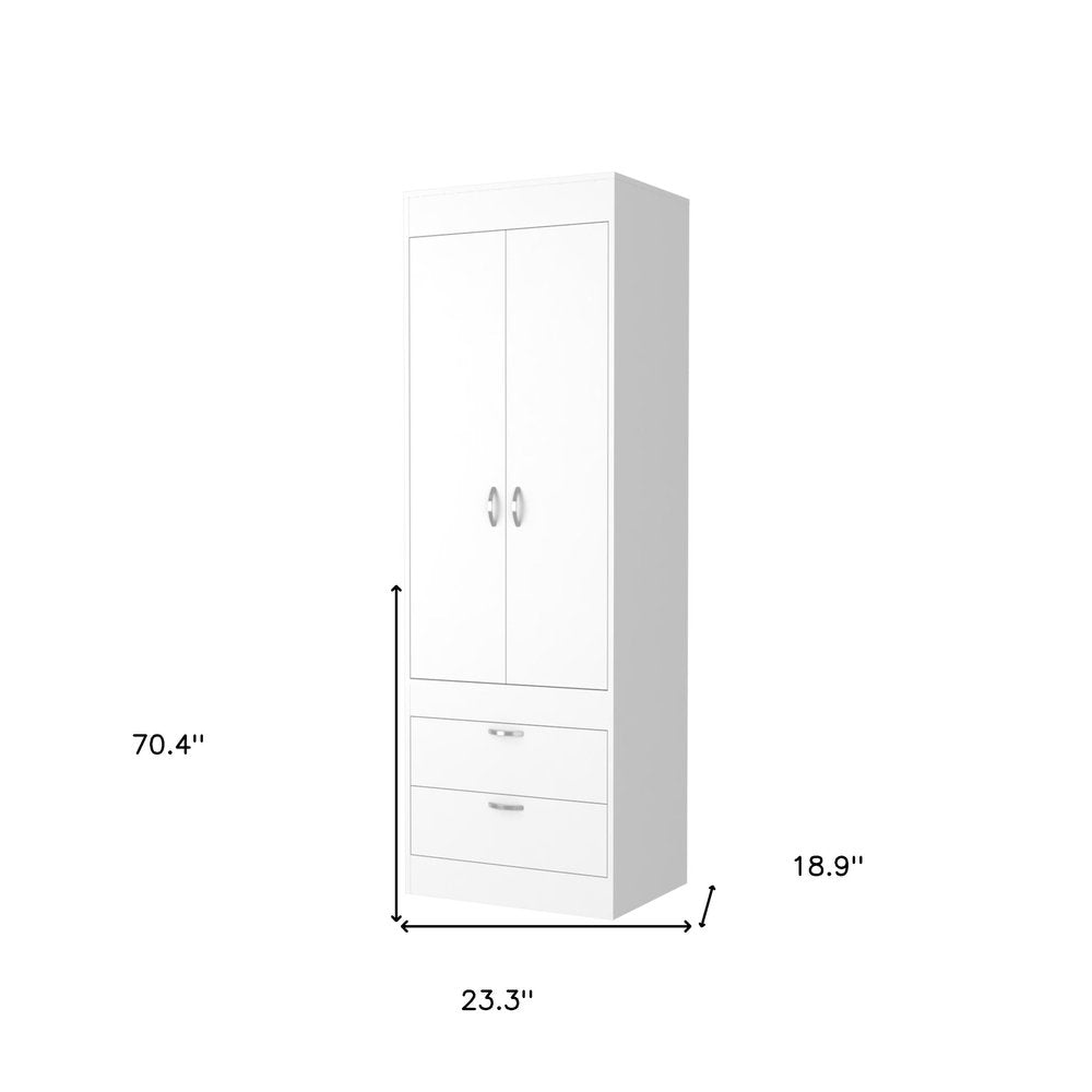 70" White Wood Two Door Two Drawer Combo Dresser — view 4
