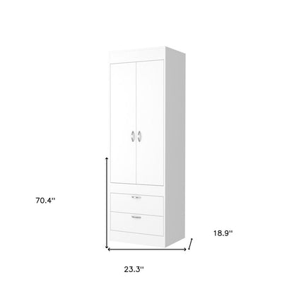 70" White Wood Two Door Two Drawer Combo Dresser HomeRoots