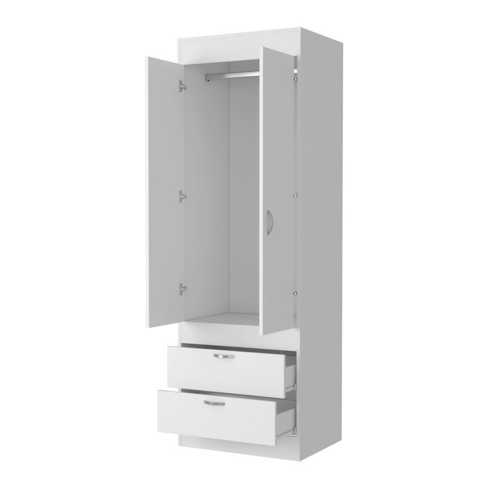 70" White Wood Two Door Two Drawer Combo Dresser — view 2