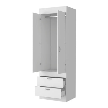 70" White Wood Two Door Two Drawer Combo Dresser HomeRoots
