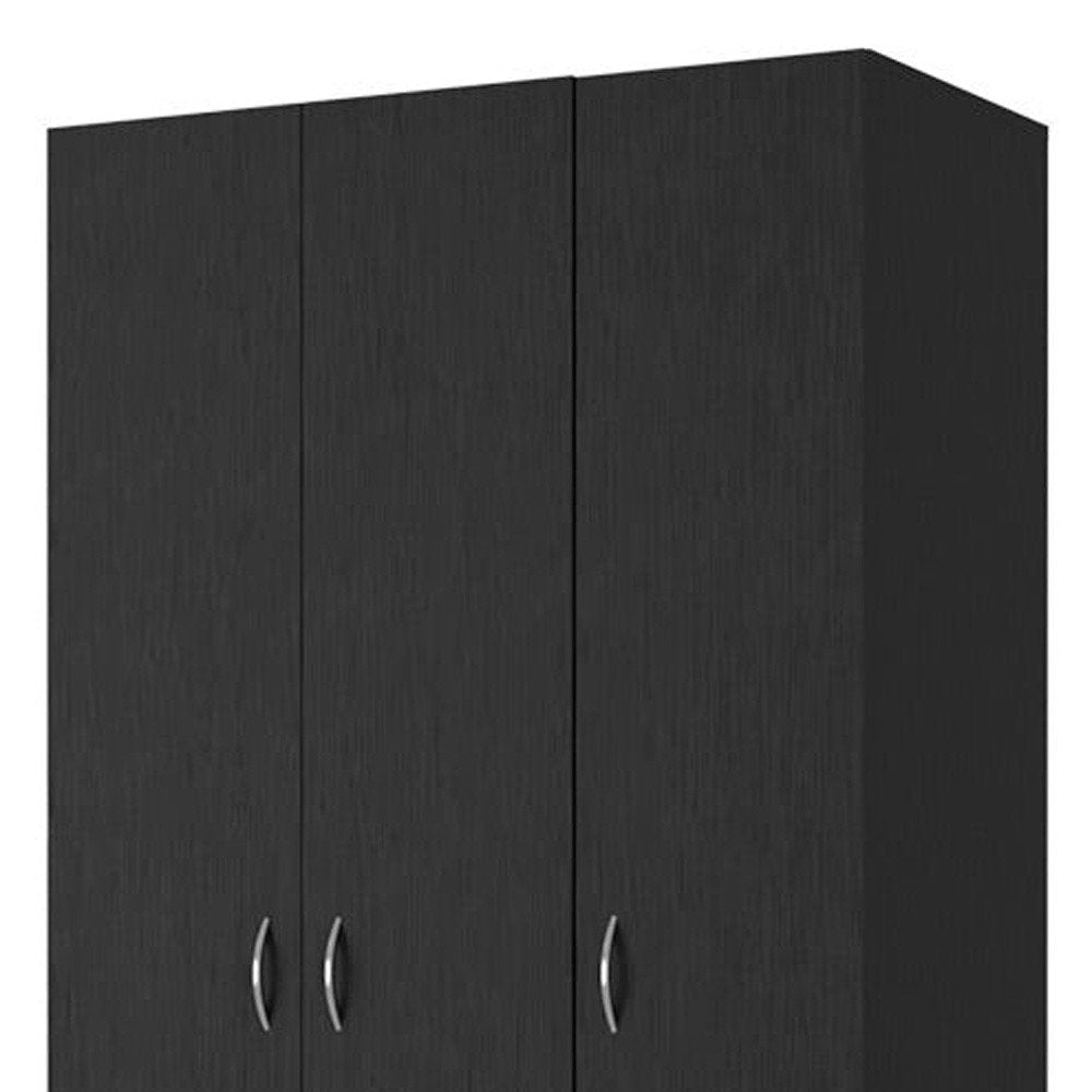 71" Black Wood And Metal Three Door Two Drawer Combo Dresser