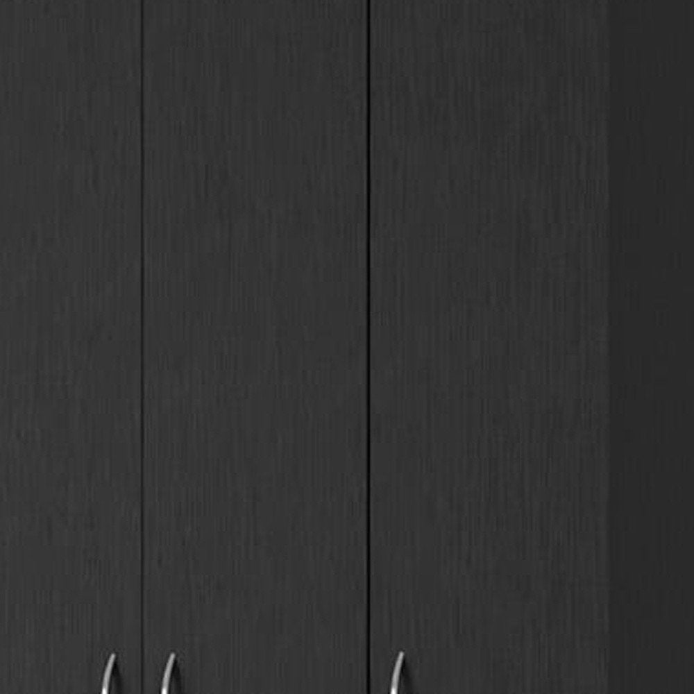 71" Black Wood And Metal Three Door Two Drawer Combo Dresser