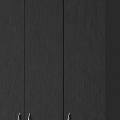 71" Black Wood And Metal Three Door Two Drawer Combo Dresser
