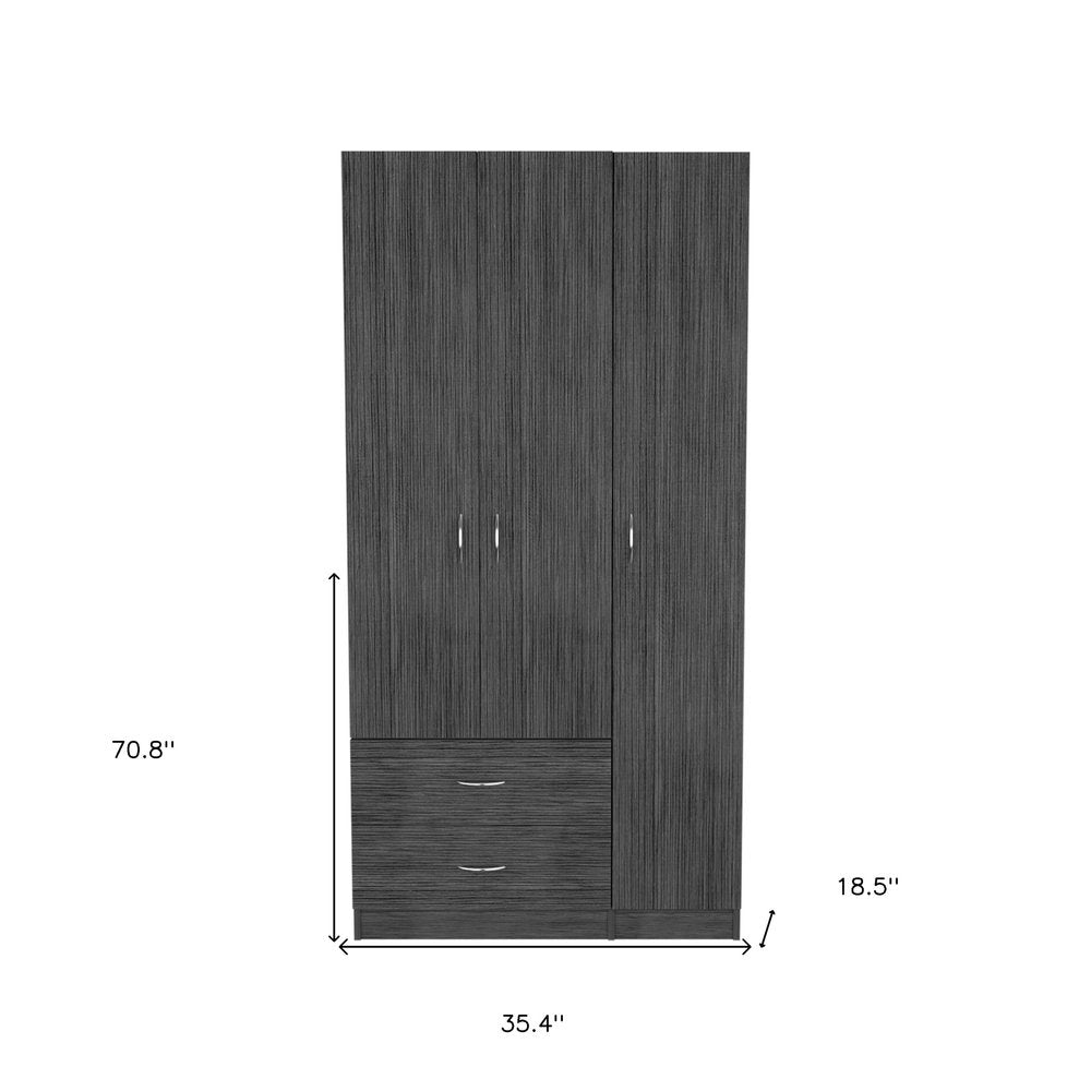 71" Dark Gray Wood Three Door Two Drawer Combo Dresser HomeRoots