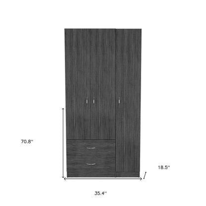 71" Dark Gray Wood Three Door Two Drawer Combo Dresser HomeRoots