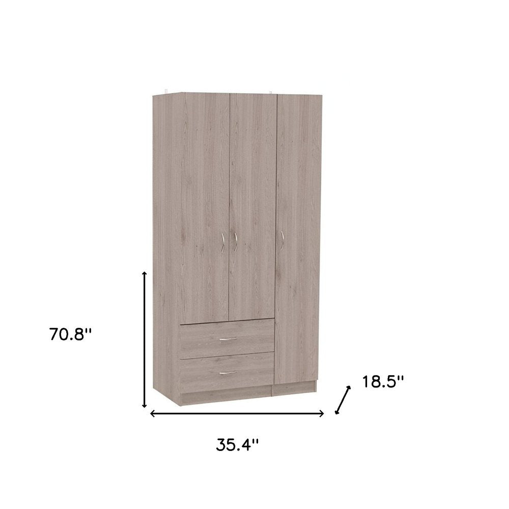 71" Light Gray Wood And Metal Three Door Two Drawer Combo Dresser — view 5