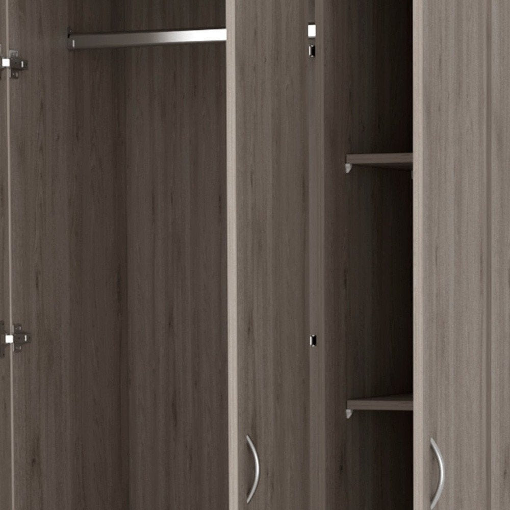71" Light Gray Wood And Metal Three Door Two Drawer Combo Dresser — view 2
