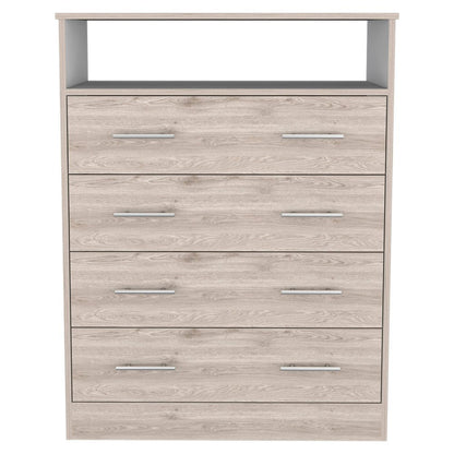 33" Light Gray Wood And Metal Four Drawer Dresser