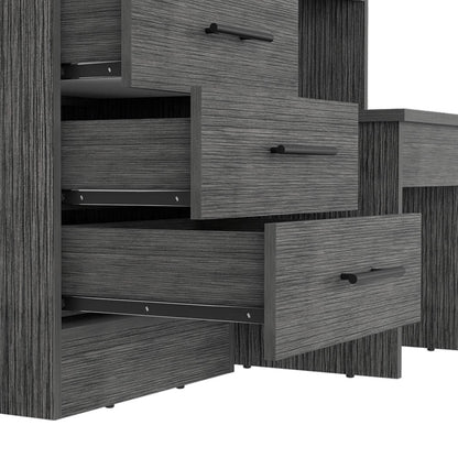 39" Gray Wood Mirrored Four Drawer Vanity Table HomeRoots