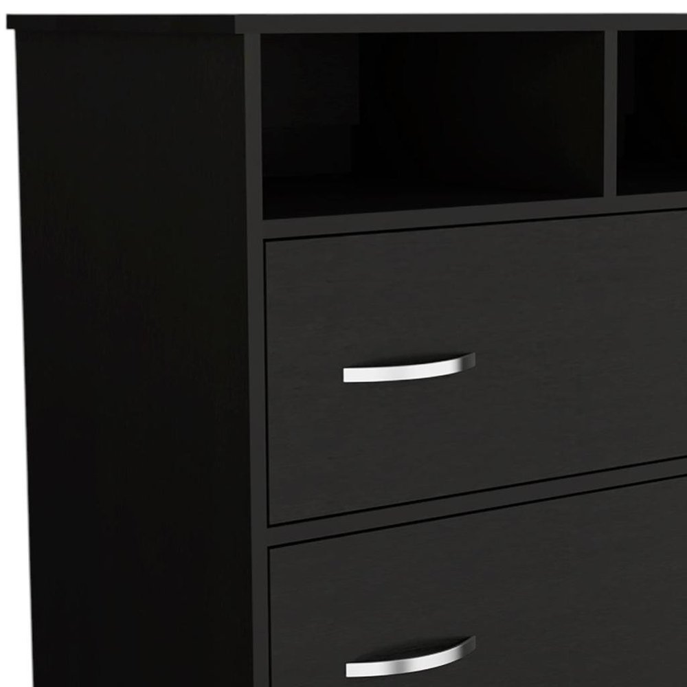 32" Black Wood And Metal Two Drawer Dresser — view 3