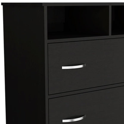 32" Black Wood And Metal Two Drawer Dresser