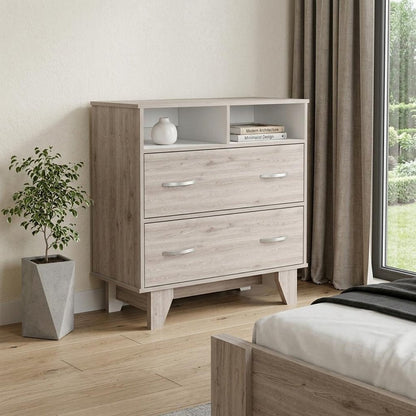 32" Oak Wood Two Drawer Dresser HomeRoots