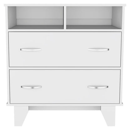 32" White Wood And Metal Two Drawer Dresser