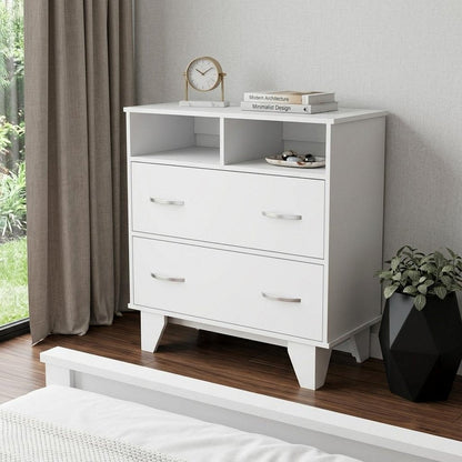 32" Oak Wood Two Drawer Dresser HomeRoots