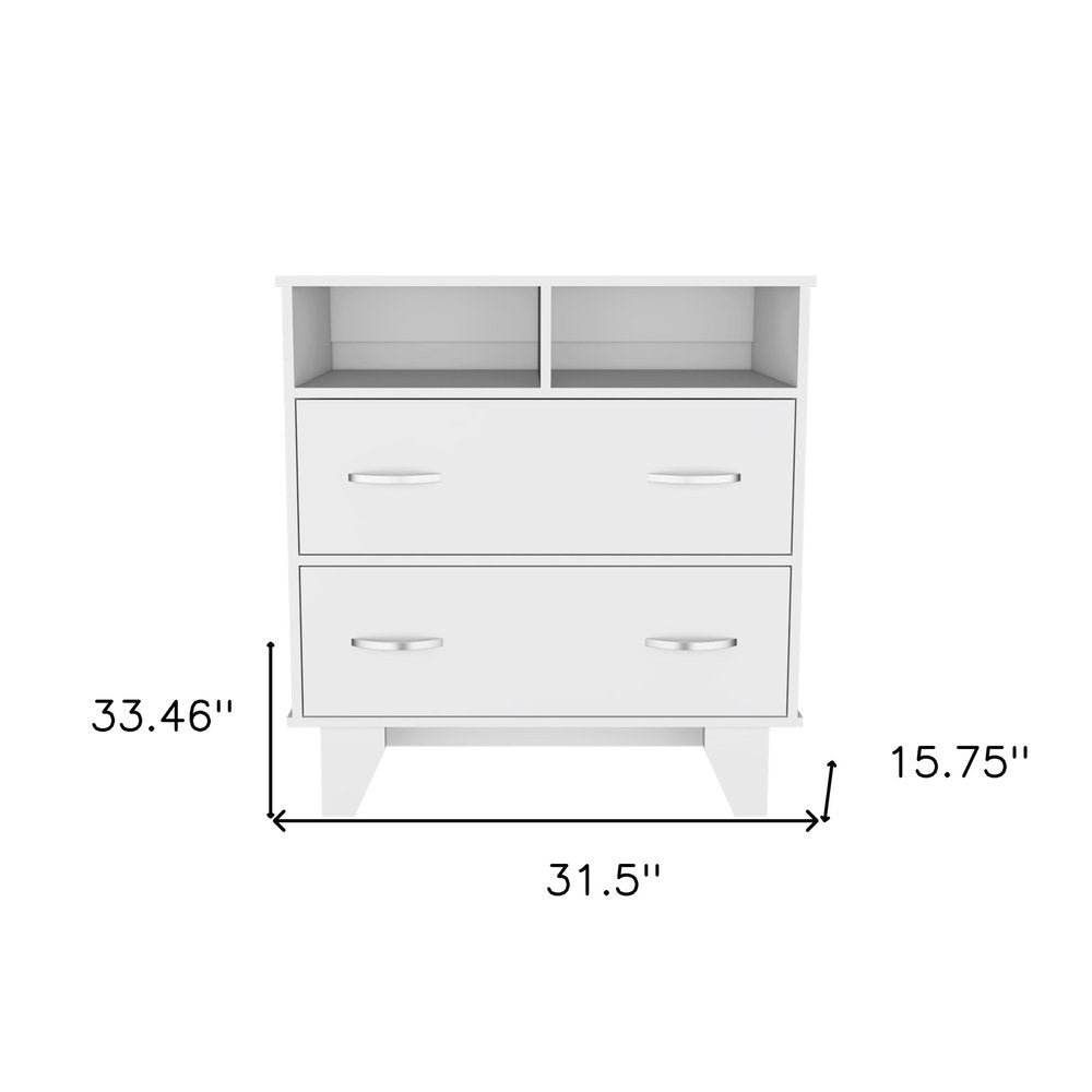 32" Oak Wood Two Drawer Dresser HomeRoots