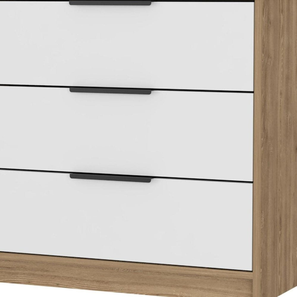 28" Oak And White Wood Three Drawer Dresser HomeRoots