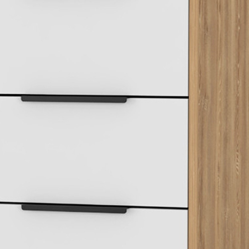 18" White And Natural Wood And Metal Five Drawer Dresser — view 3