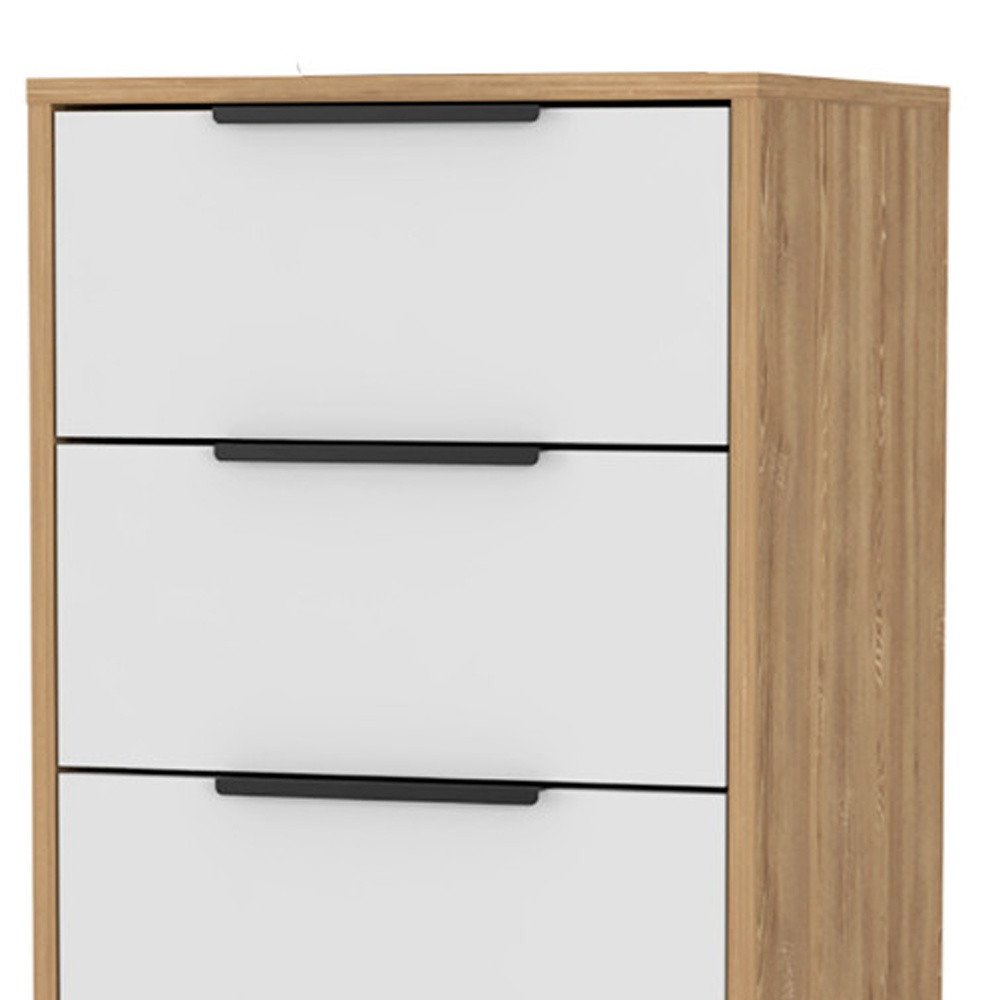 18" White And Natural Wood And Metal Five Drawer Dresser — view 4