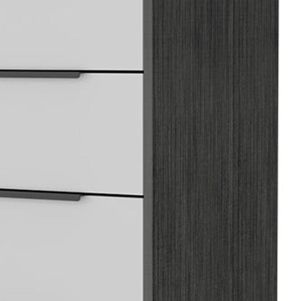 18" White And Natural Wood And Metal Five Drawer Dresser