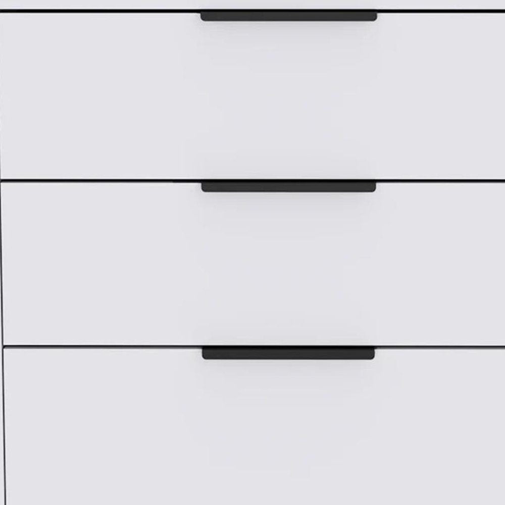 28" White Wood And Metal Three Drawer Dresser — view 2