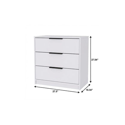 28" White Wood And Metal Three Drawer Dresser