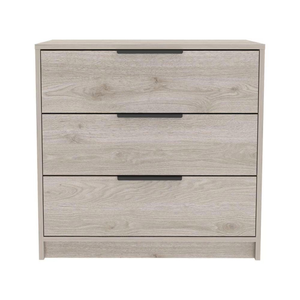 28" Light Gray Wood And Metal Three Drawer Dresser