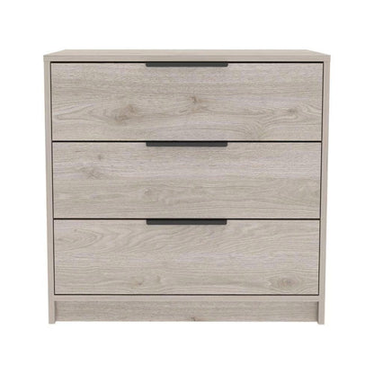 28" Light Gray Wood And Metal Three Drawer Dresser