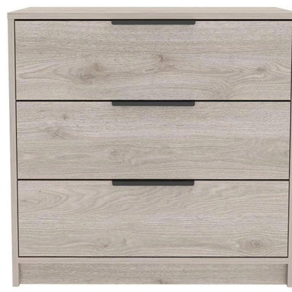 28" Light Gray Wood And Metal Three Drawer Dresser