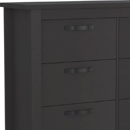 47" Black Wood And Metal Six Drawer Double Dresser