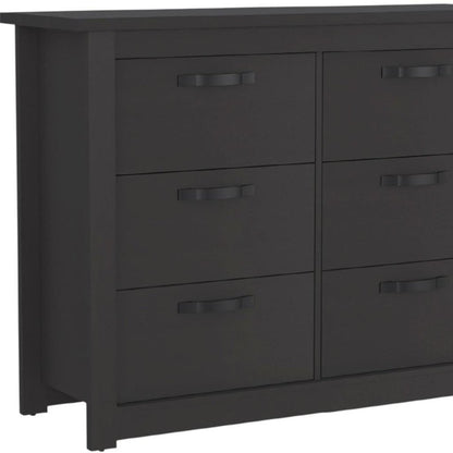 47" Black Wood And Metal Six Drawer Double Dresser