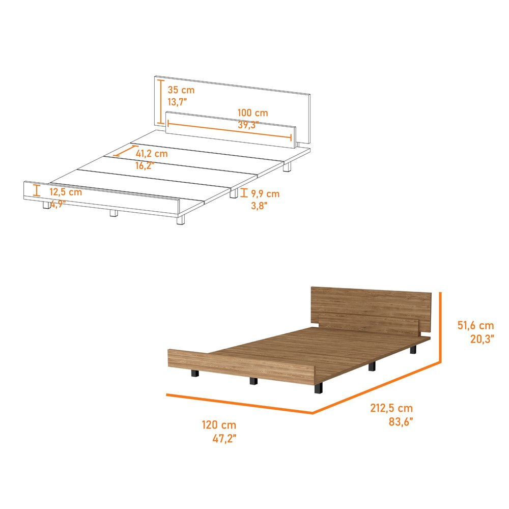 Beige Wood Twin Bed Frame — view 2