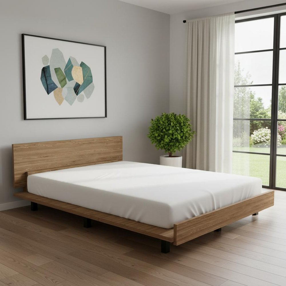 Beige Wood Twin Bed Frame — view 5