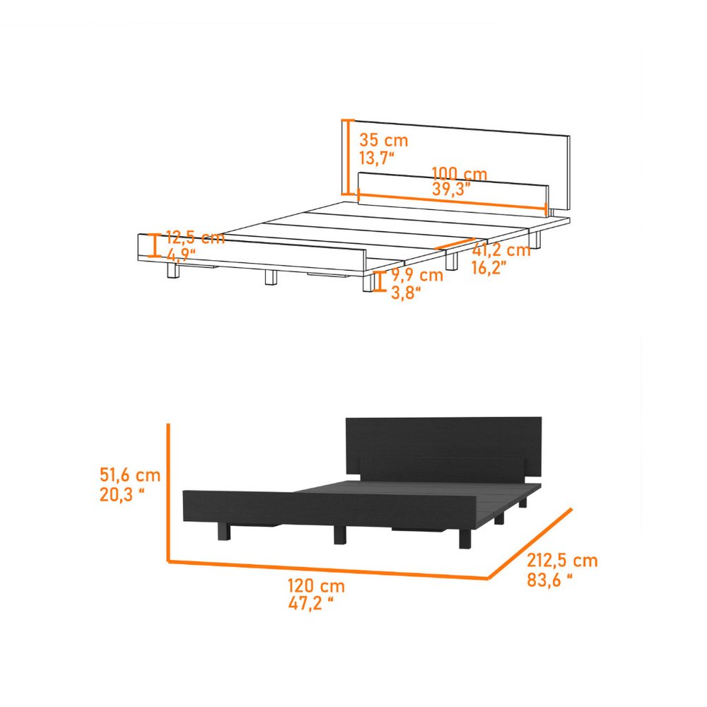 Gray Wood Twin Bed Frame — view 6