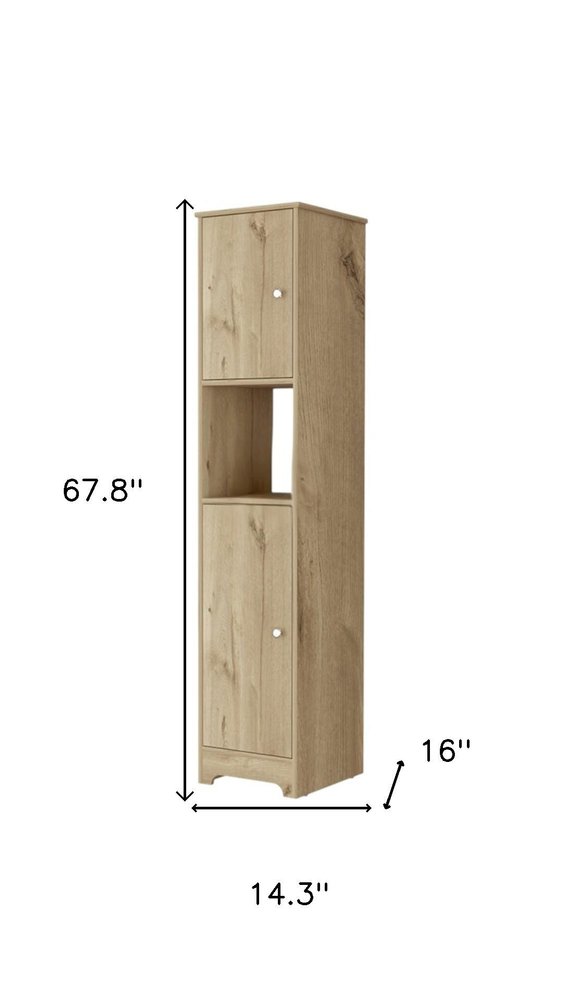 14" Light Brown Wood Accent Cabinet With Two Doors — view 4