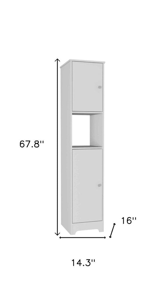 14" White Wood Double Door Linen Cabinet — view 5