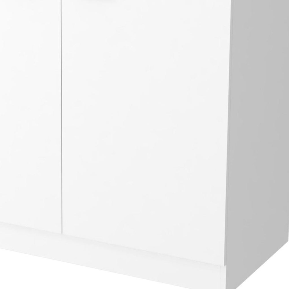 39" White Stainless Steel Accent Cabinet With Two Shelves — view 6