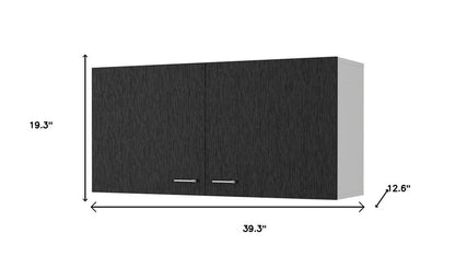 39" Black Wood Wall Mounted Accent Cabinet