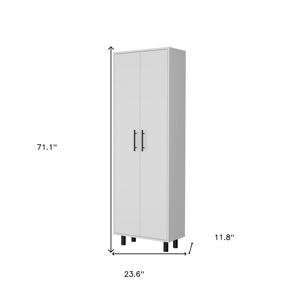 71" White Tall Pantry Cabinet HomeRoots
