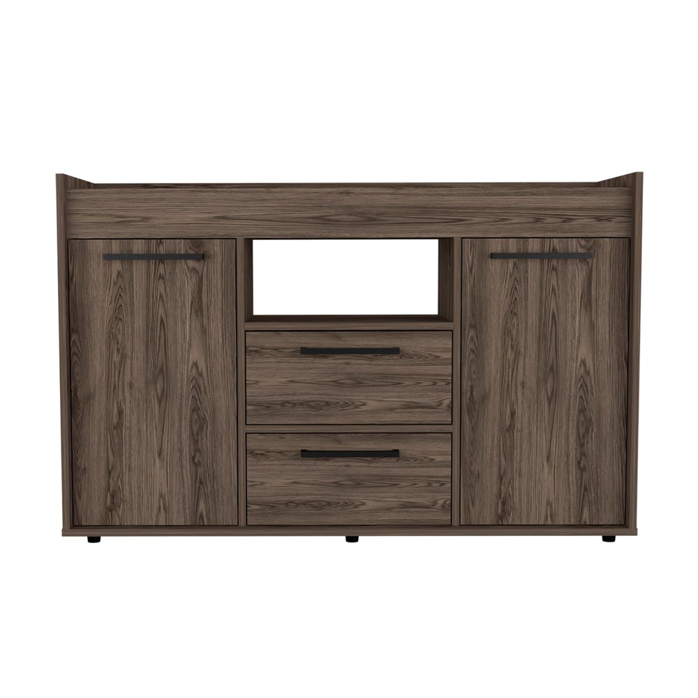 47" Walnut Wood Two Drawer Sideboard with Two Doors — view 1