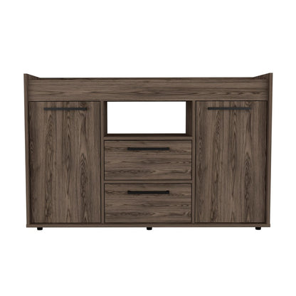 47" Walnut Wood Two Drawer Sideboard with Two Doors