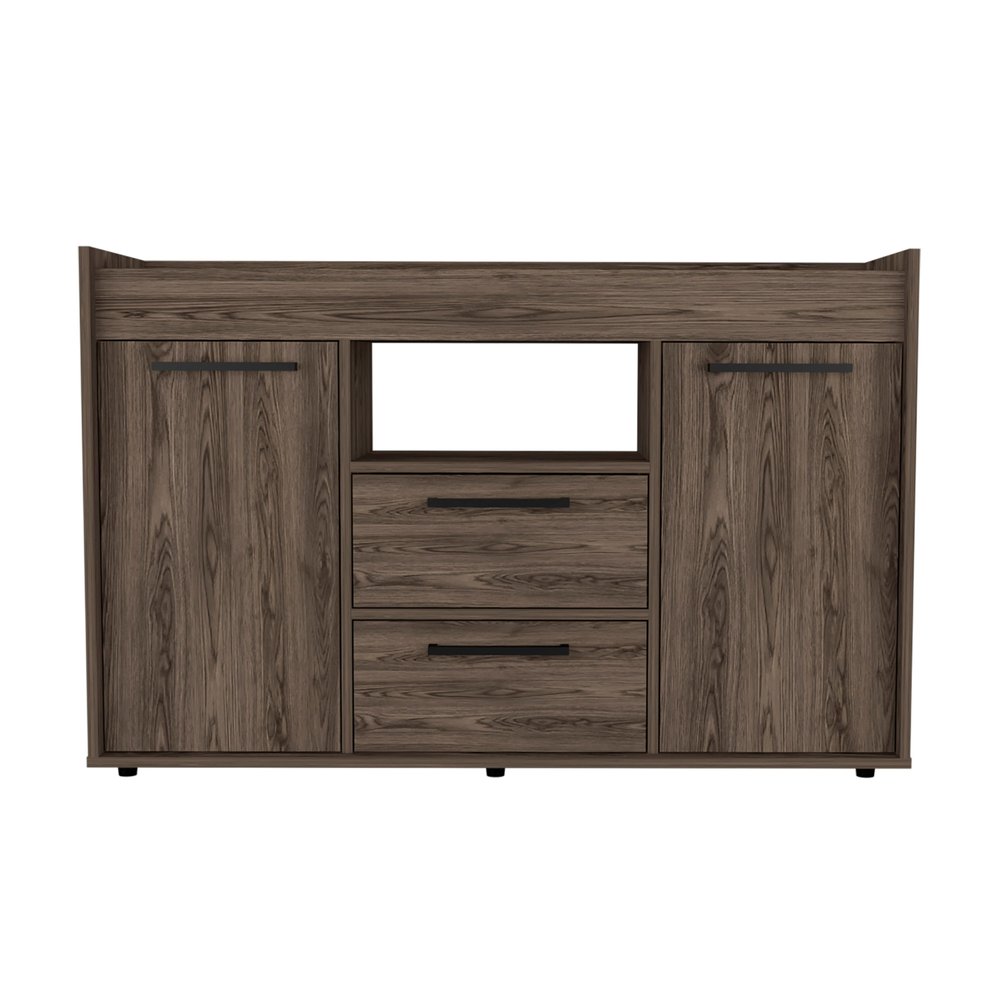 47" Walnut Wood Two Drawer Sideboard with Two Doors — view 3