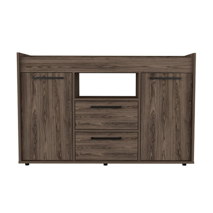 47" Walnut Wood Two Drawer Sideboard with Two Doors
