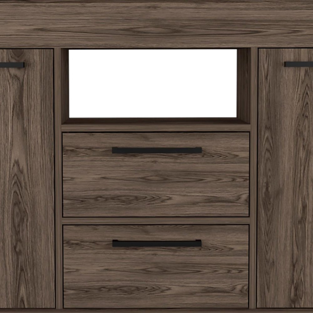 47" Walnut Wood Two Drawer Sideboard with Two Doors — view 6