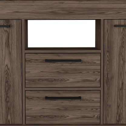 47" Walnut Wood Two Drawer Sideboard with Two Doors