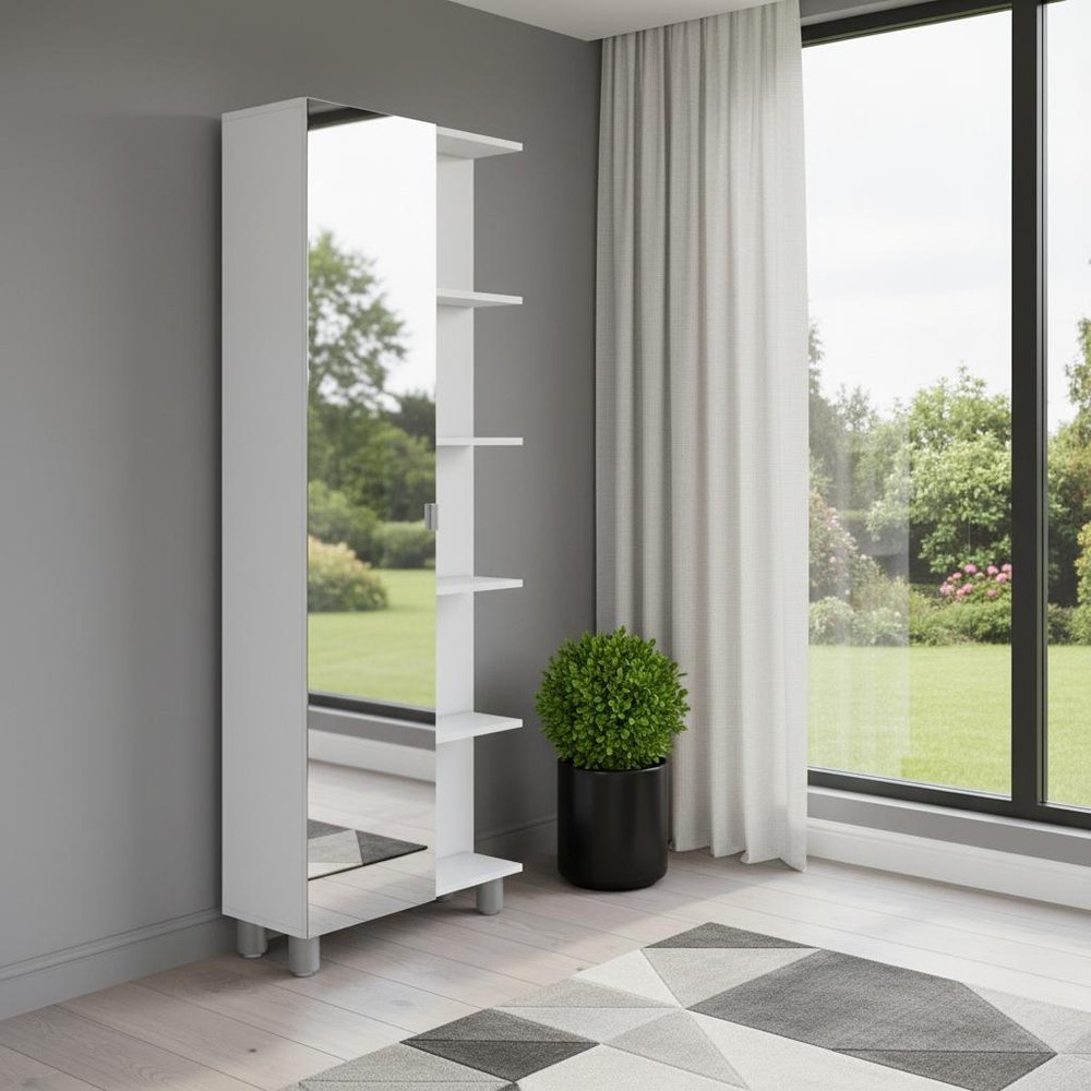 20" White Wood Accent Cabinet With Single Door — view 5