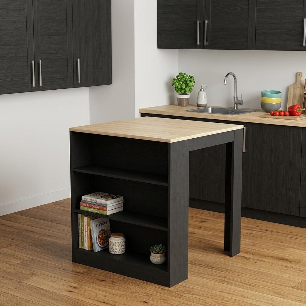 Black and Brown 36" Kitchen Island With Storage — view 6