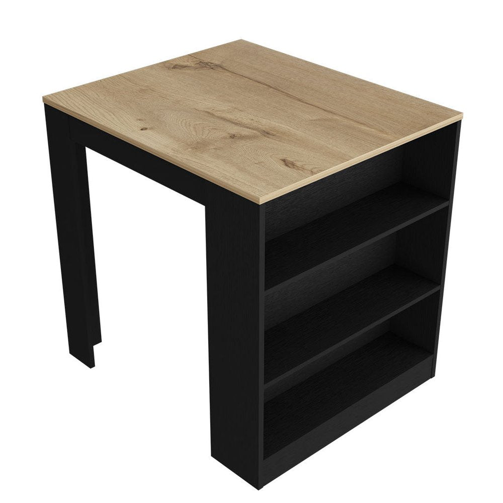 Black and Brown 36" Kitchen Island With Storage HomeRoots