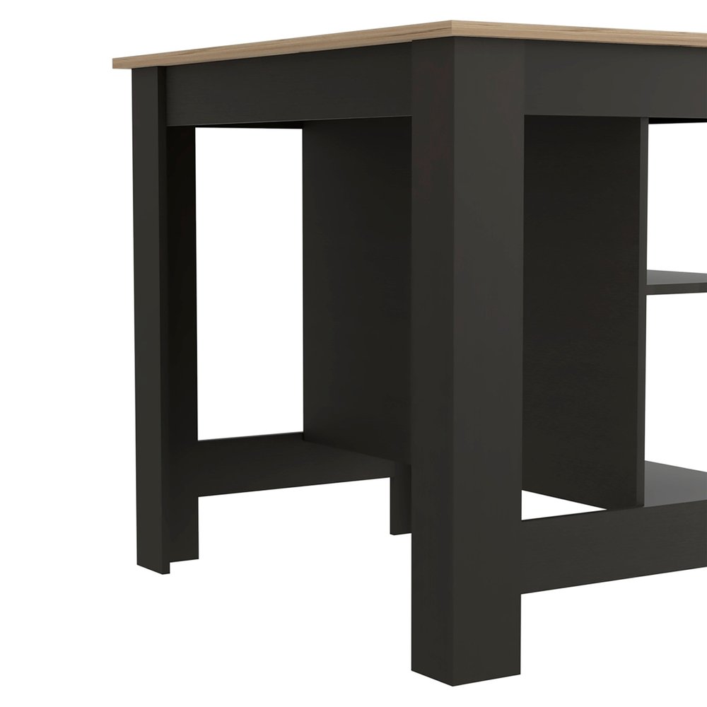 Black and Oak 41" Kitchen Island With Storage — view 6